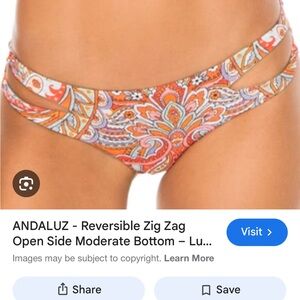 Lulifama Andaluz reversible zig zag open side Paisley Bikini Bottom